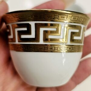 Alpine Cuisine Fine German Porcelain Gold Greek Key Cups, Set Of 2